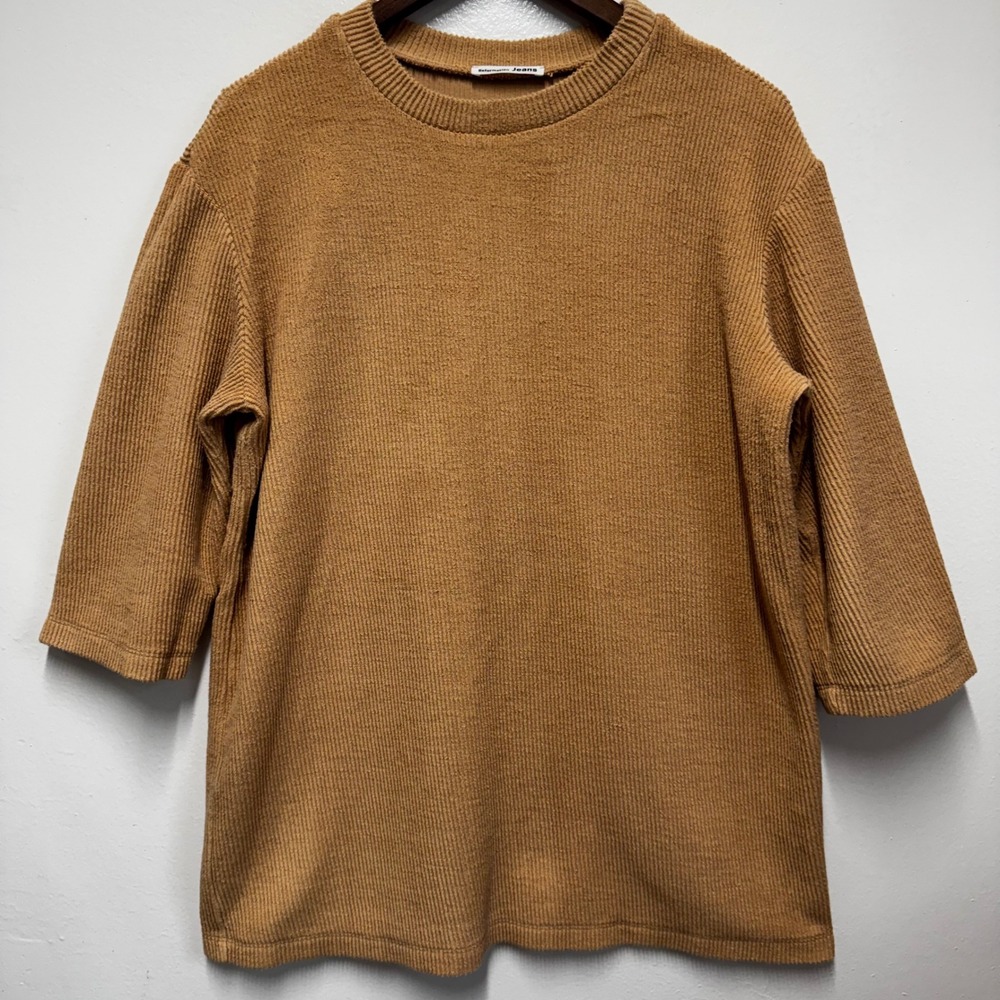 Reformation Jeans Ribbed Knit Top Camel Brown Organic Cotton Earthy Minimal XL